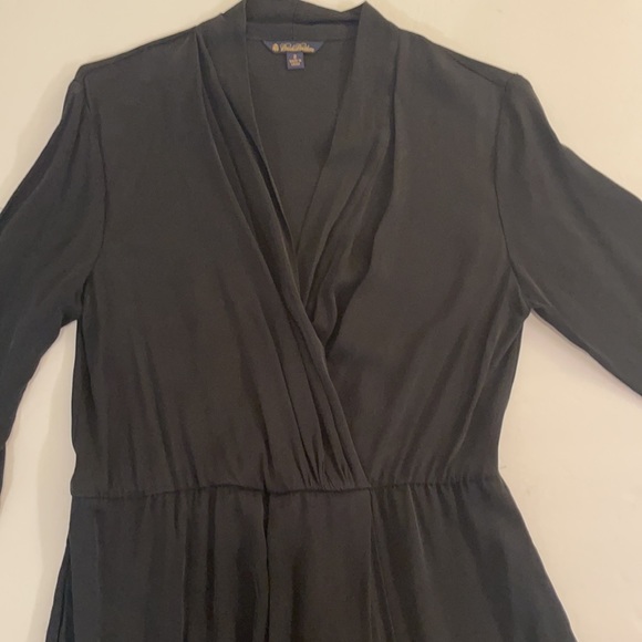 Brooks Brothers Black Ruched Wrap Silk Dress 2 - Picture 4 of 9